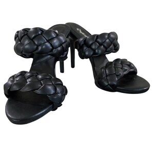 Qupid Womens Black Braided High Heel Sandals 3.5" Heels 8" Length Sz 8